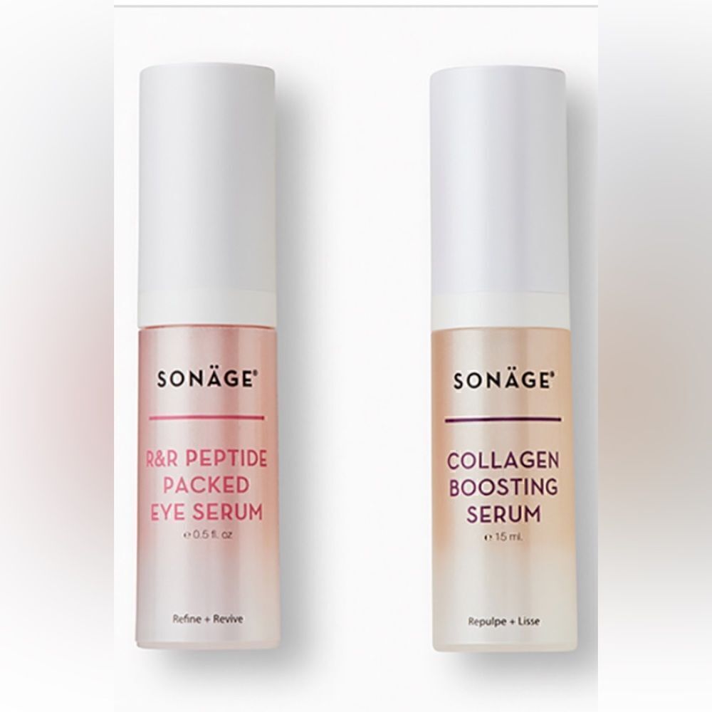 SONAGE DOUBLE PACK . collagen, boosting, serum and R&R peptide packed eye serum.